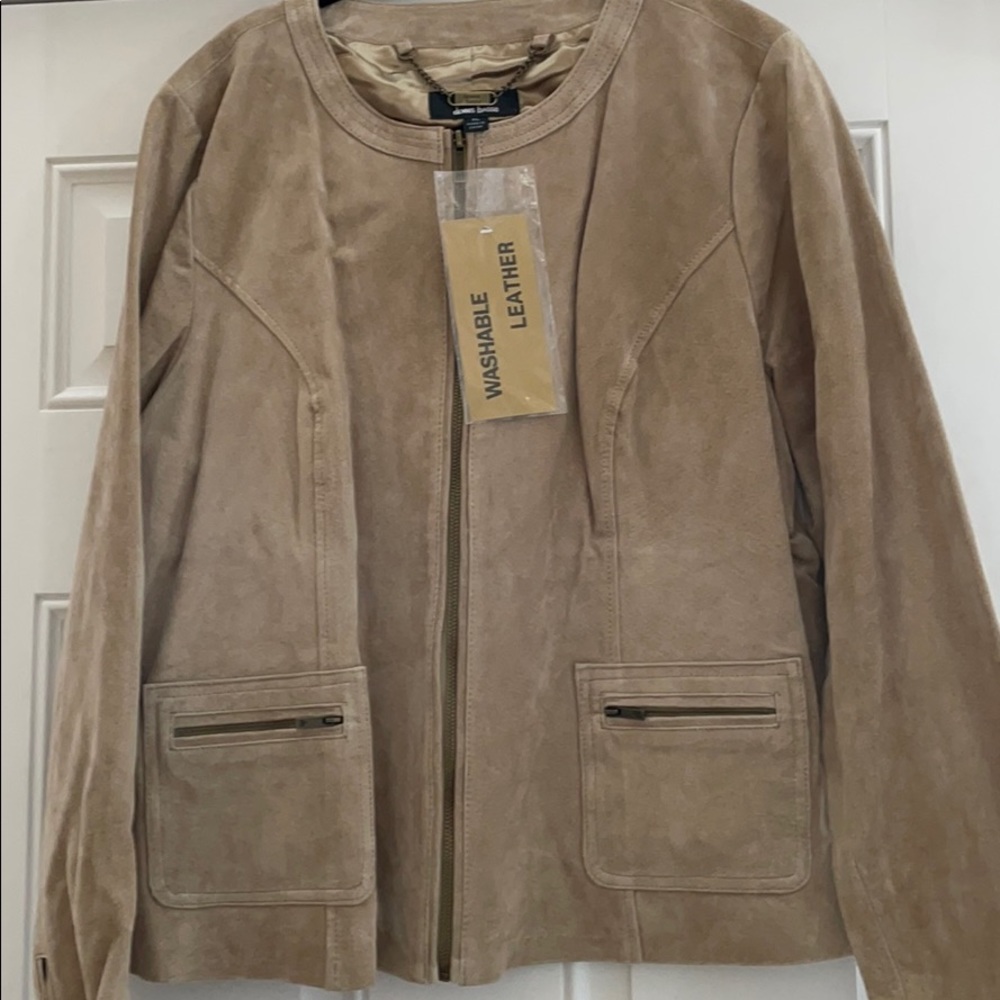 Dennis Basso Leather Suede Jacket, New, Size XL